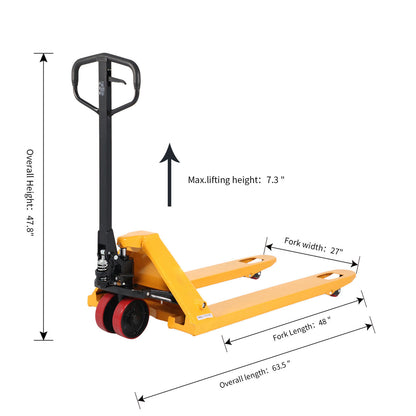 Hydraulic Pallet Jack | 48" x 27" Forks | PU Wheels | 5500 lbs. Capacity  | TX Self-Pickup
