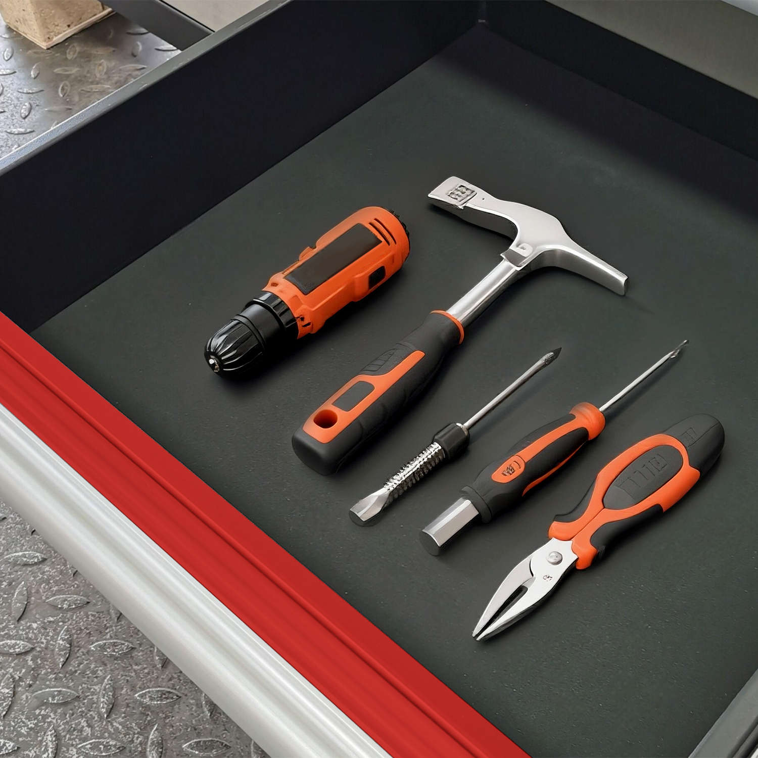 drawers with tools inside