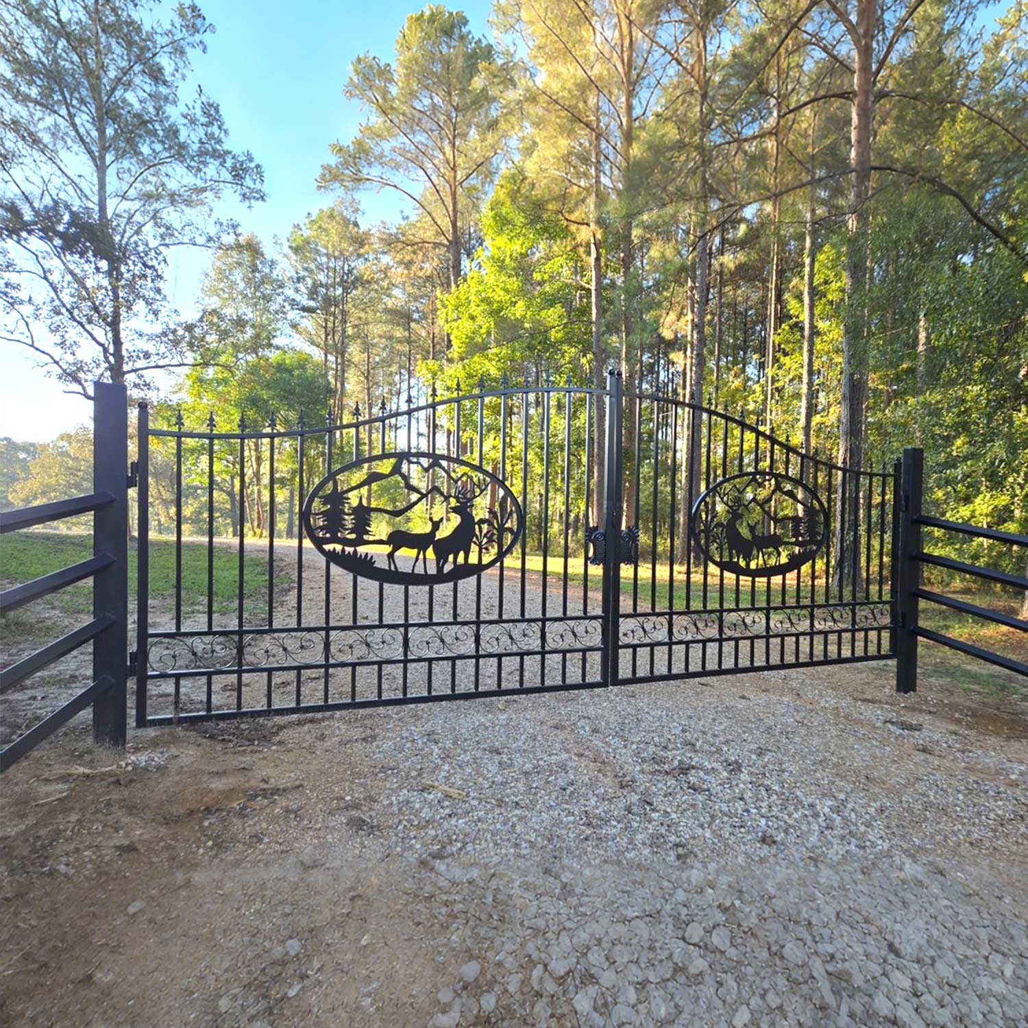 Driveway gate in a garden