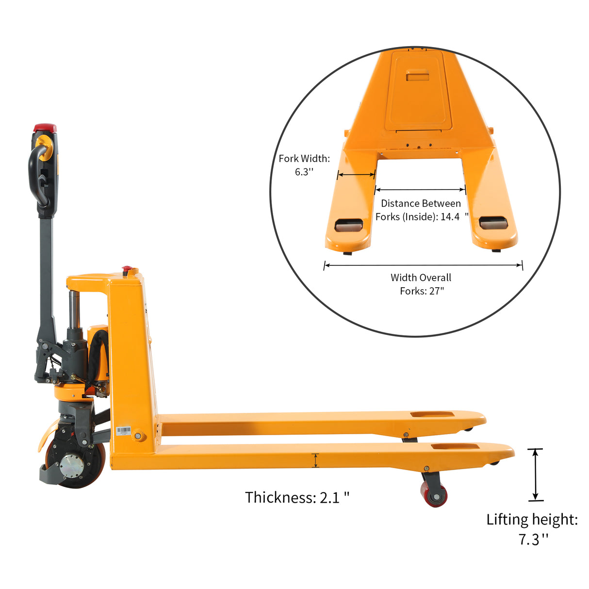 Li-ion Powered Pallet Truck | 48" x 27" Forks | PU Wheels | 3300 lbs. Capacity | TX Self-Pickup