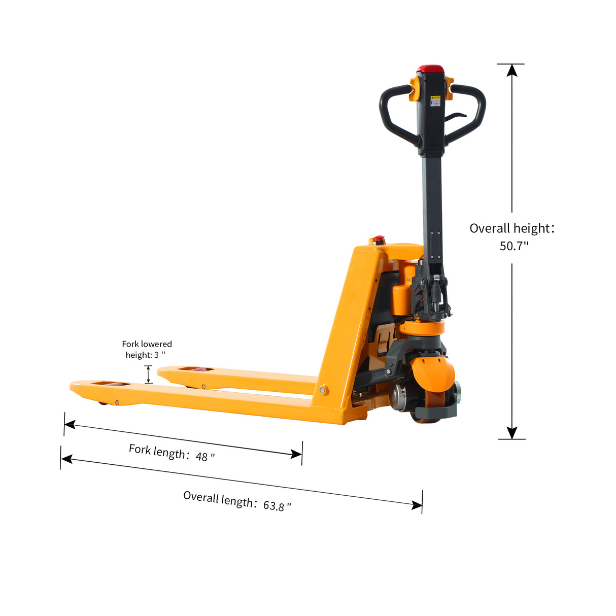 Li-ion Powered Pallet Truck | 48" x 27" Forks | PU Wheels | 3300 lbs. Capacity | TX Self-Pickup