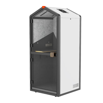 Small Meeting Pod with a white interior and gray exterior on a white background#color_White