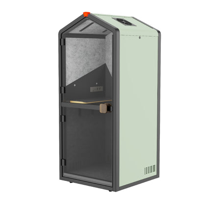 Small, Meeting Pod enclosure with a door on a white background#color_Green