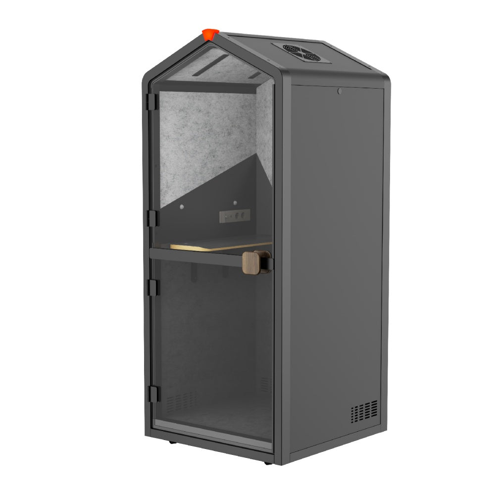 Gray Meeting Pod with glass door on a white background#color_Black