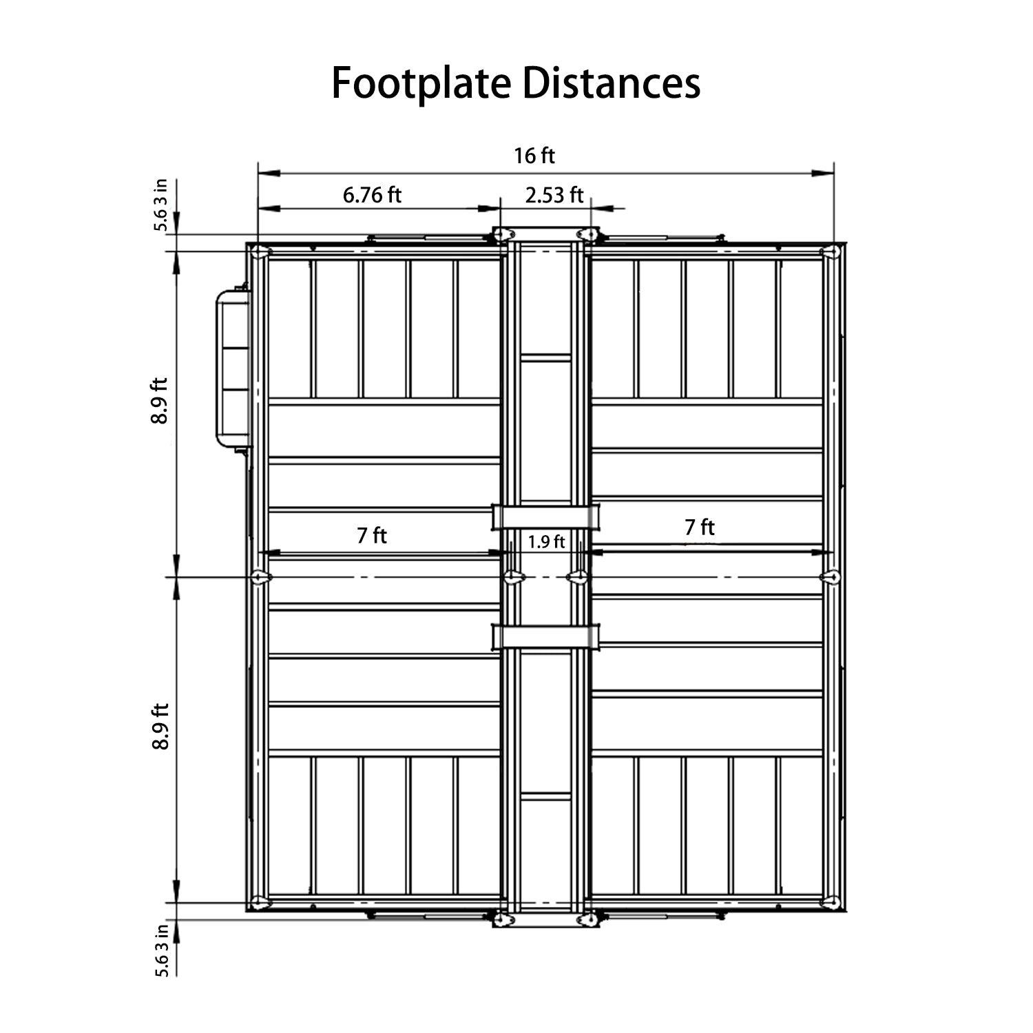 footplate distances for Prefeb house