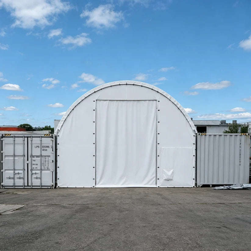 Front Wall with Winch Door for 60'x40'x15' Double Truss Container Canopy Shelter