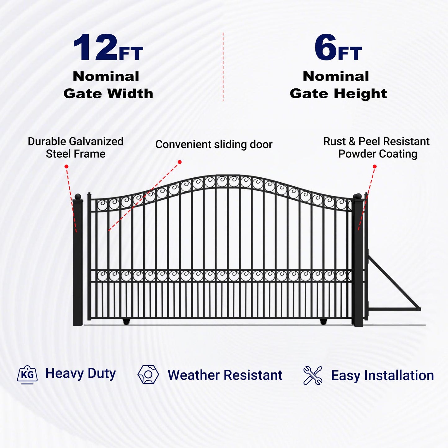 Aleko 12ft sliding driveway gate key features