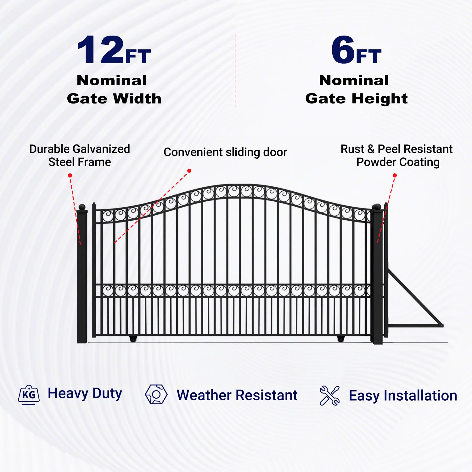 Aleko 12ft sliding driveway gate key features