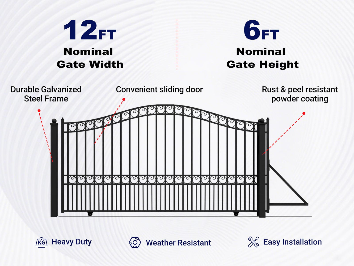 Aleko 12ft sliding driveway gate key features