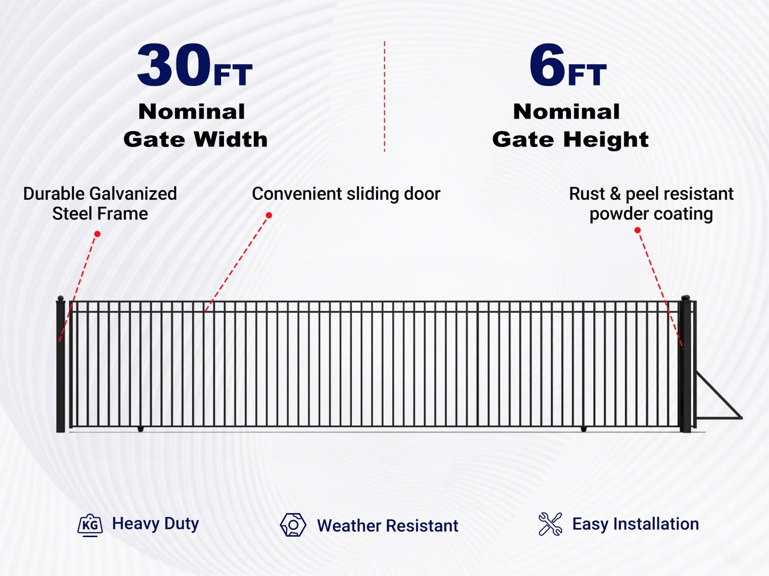 Aleko 30ft sliding driveway gate key features