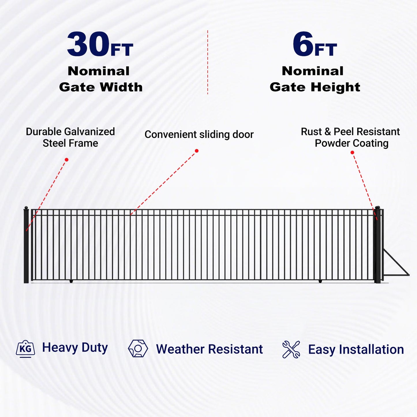 Aleko 30ft sliding driveway gate key features