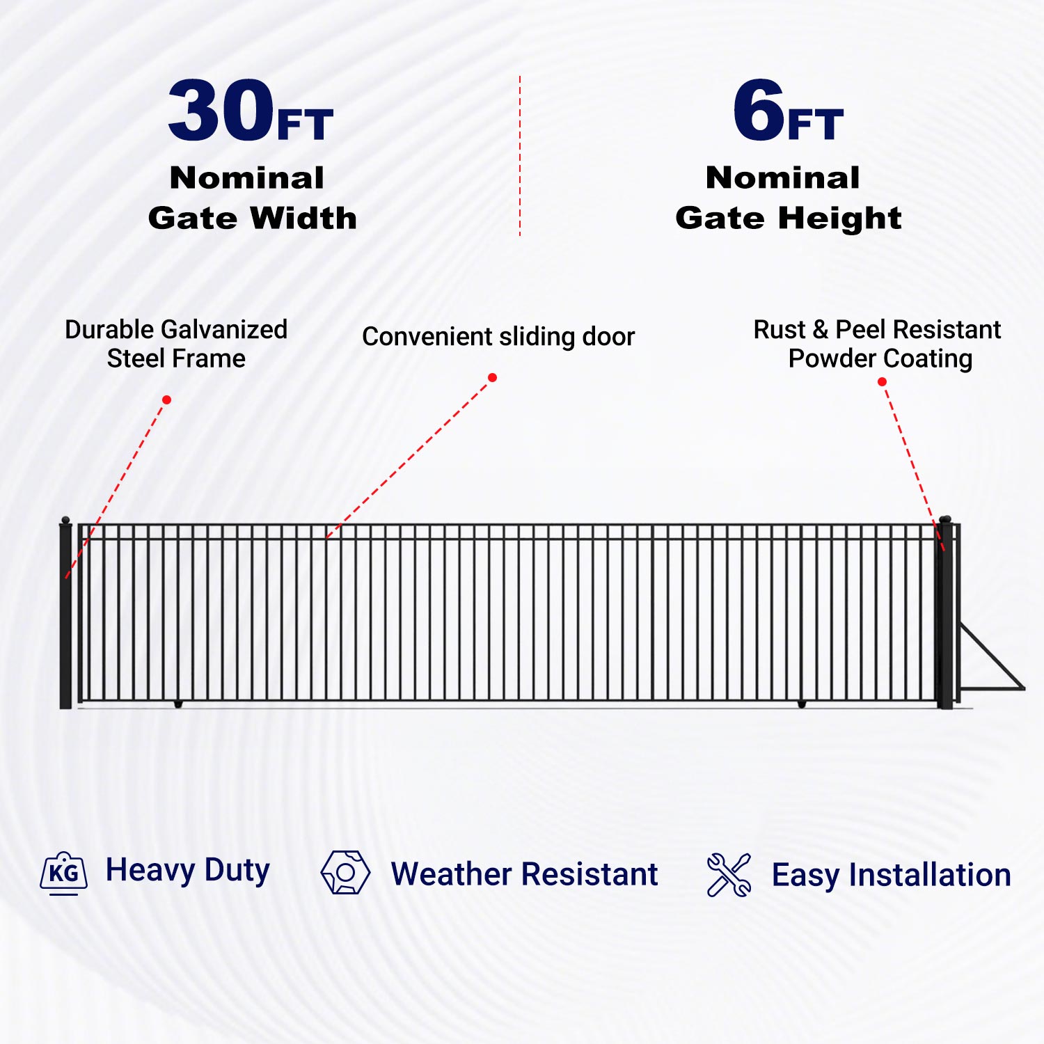 Aleko 30ft sliding driveway gate key features