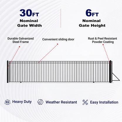 Aleko 30ft sliding driveway gate key features