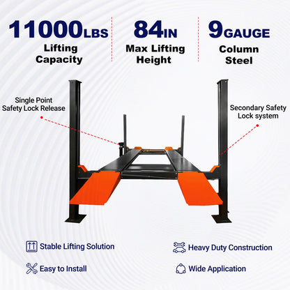 Key features of KT-4H110 4-post car lift