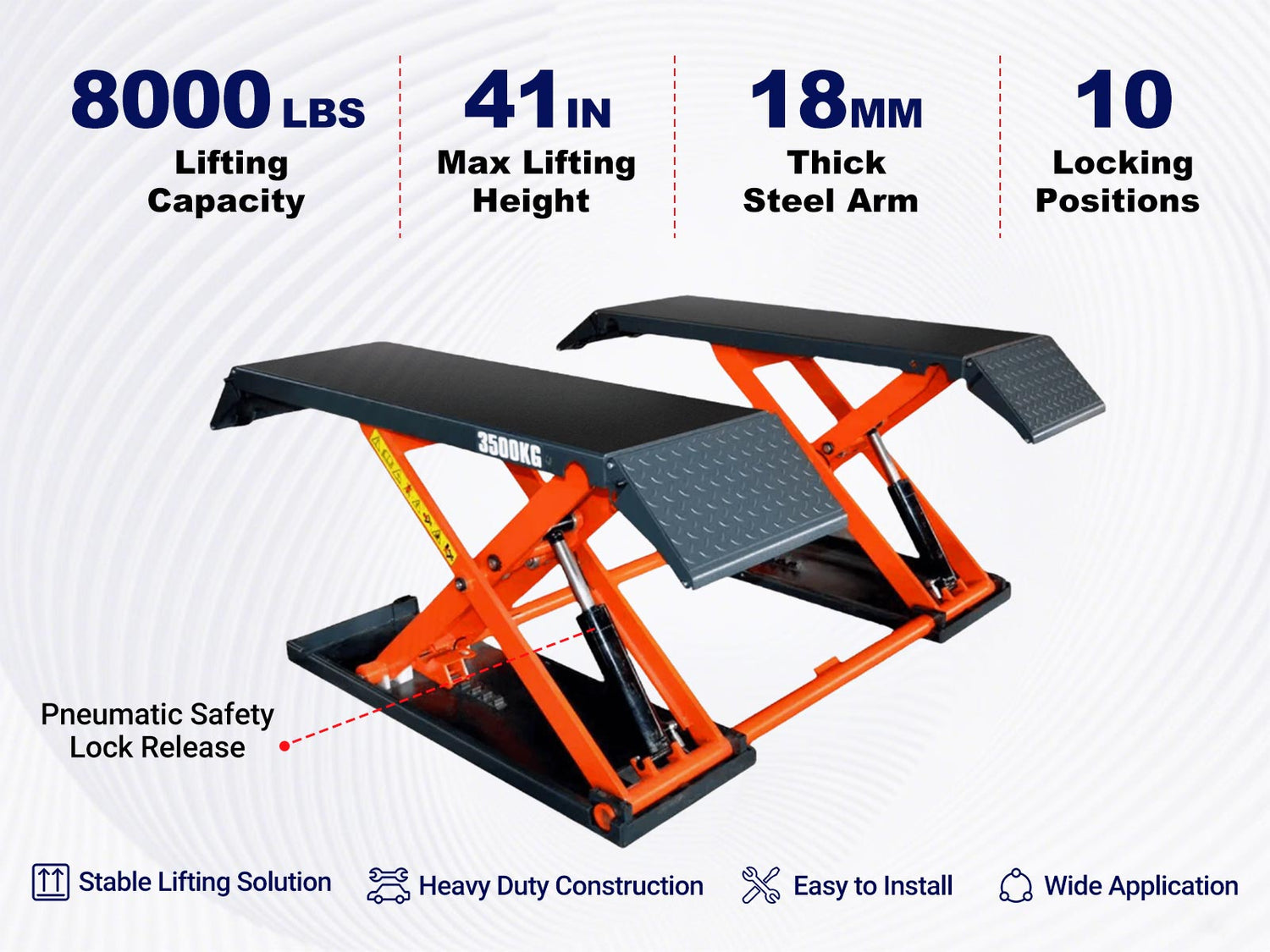 Key features of Katool KT-X80 8,000 lbs mid rise scissor lift