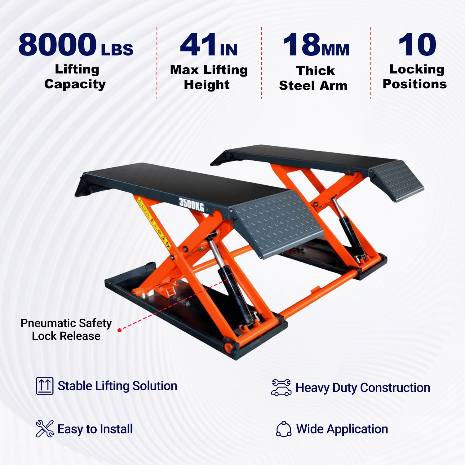Key features of Katool KT-X80 8,000 lbs mid rise scissor lift