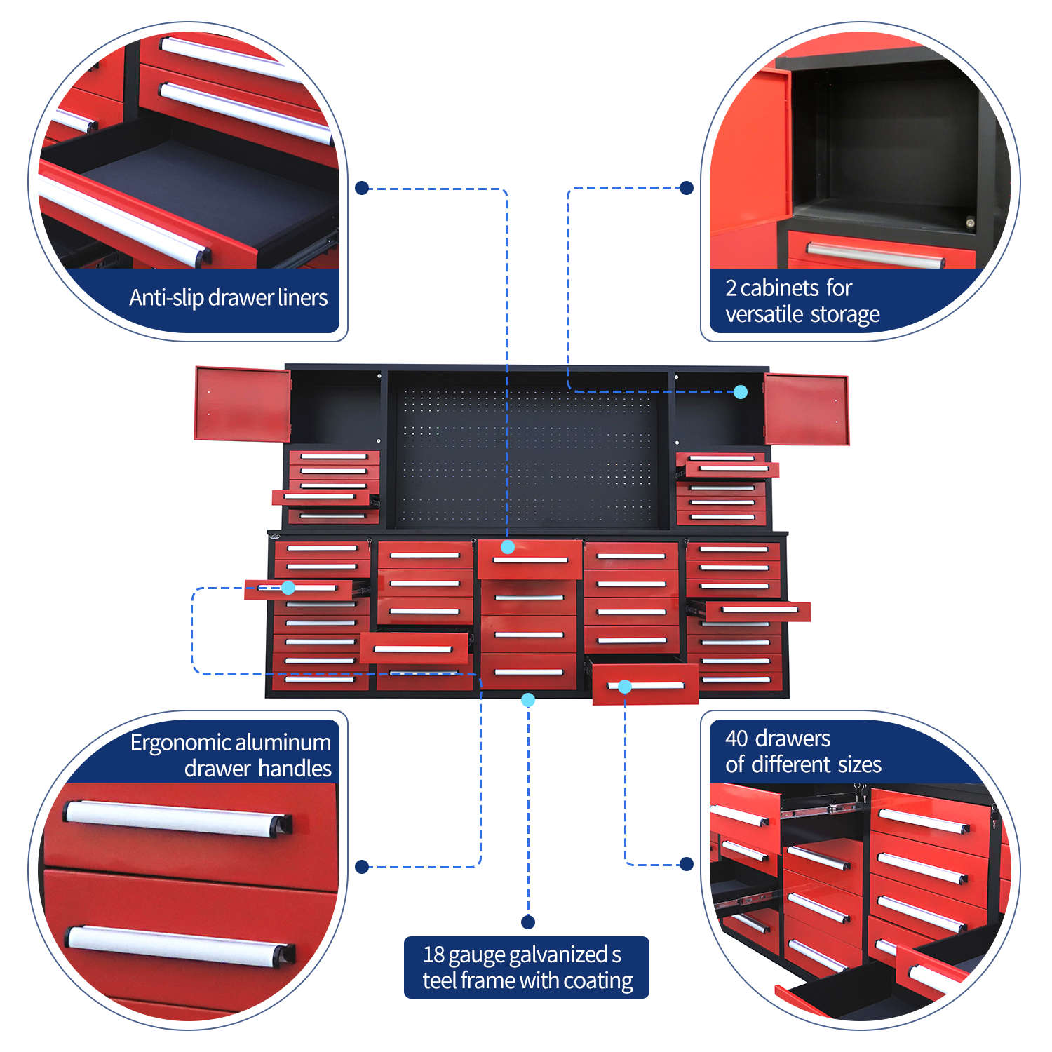 key features of 10' Garage Storage cabinet