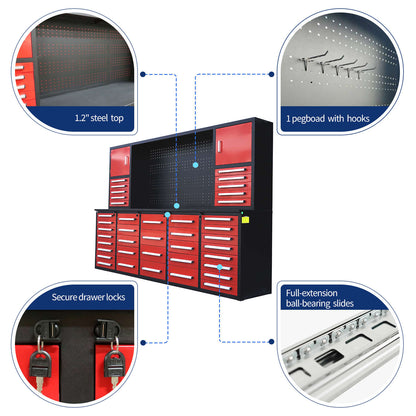 key features of 10' Garage Storage cabinet#color_Red