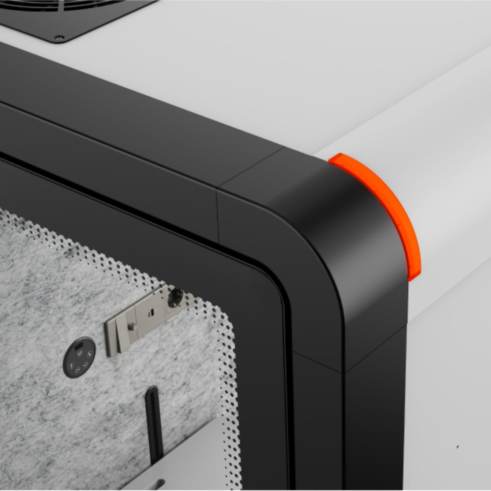 Close-up of a computer case with USB ports on a gray background
