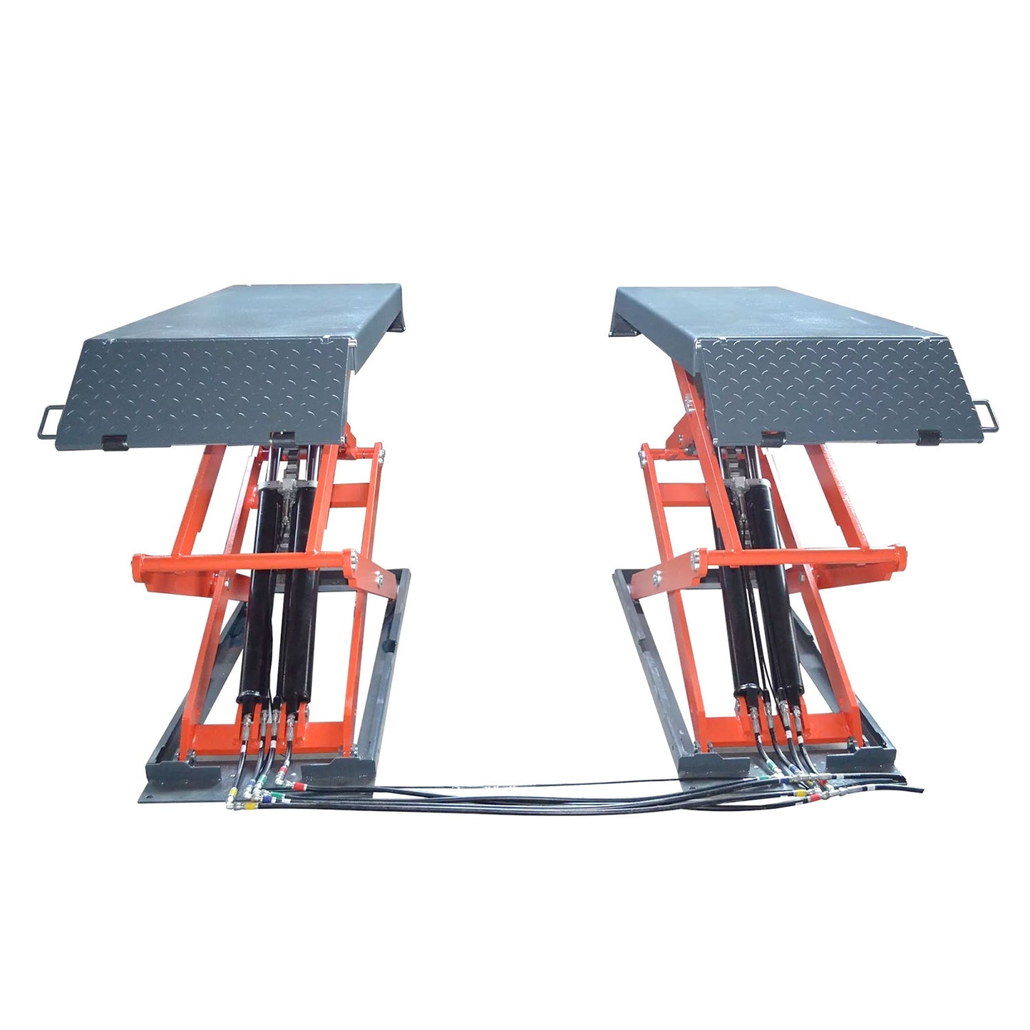 The AK-X95 car scissor lift is equipped with non-skid ramps for safe loading and unloading