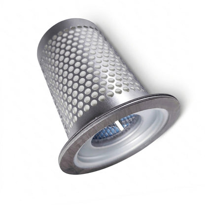 A cylindrical metal mesh filter cartridge