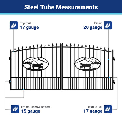 Ox pattern driveway gate frame steel tube measurements#design_ox