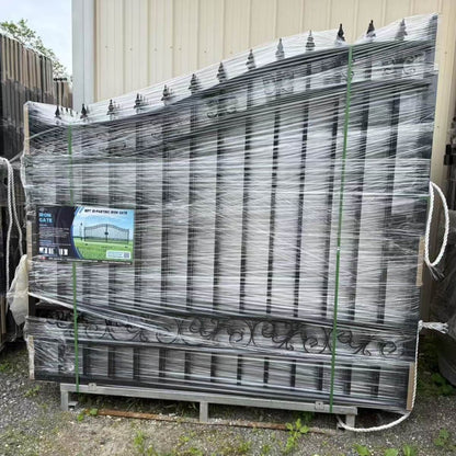 Packaged 16ft dual swing driveway gate with no decor