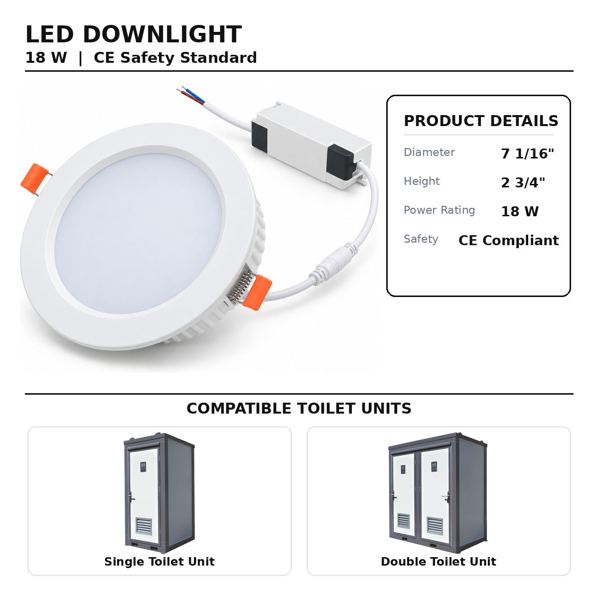 Measures 7-1/16" in diameter × 2-3/4" high for a space-saving ceiling installation
