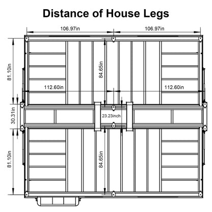 Technical drawing of a house's foundation with dimensions labeled