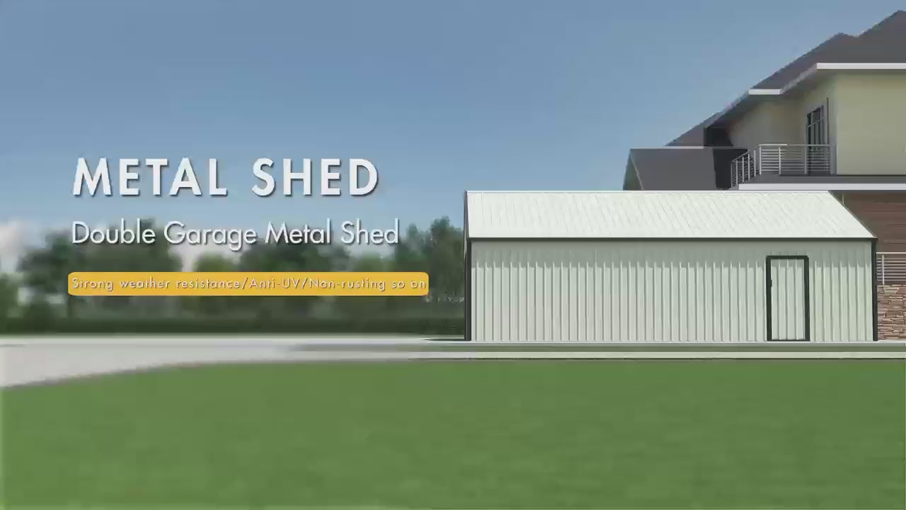 25' x 33' Double Garage Metal Shed with Side Entry Door