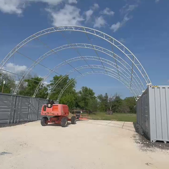 40'x40'x15' Double Truss Shipping Container Canopy Shelter