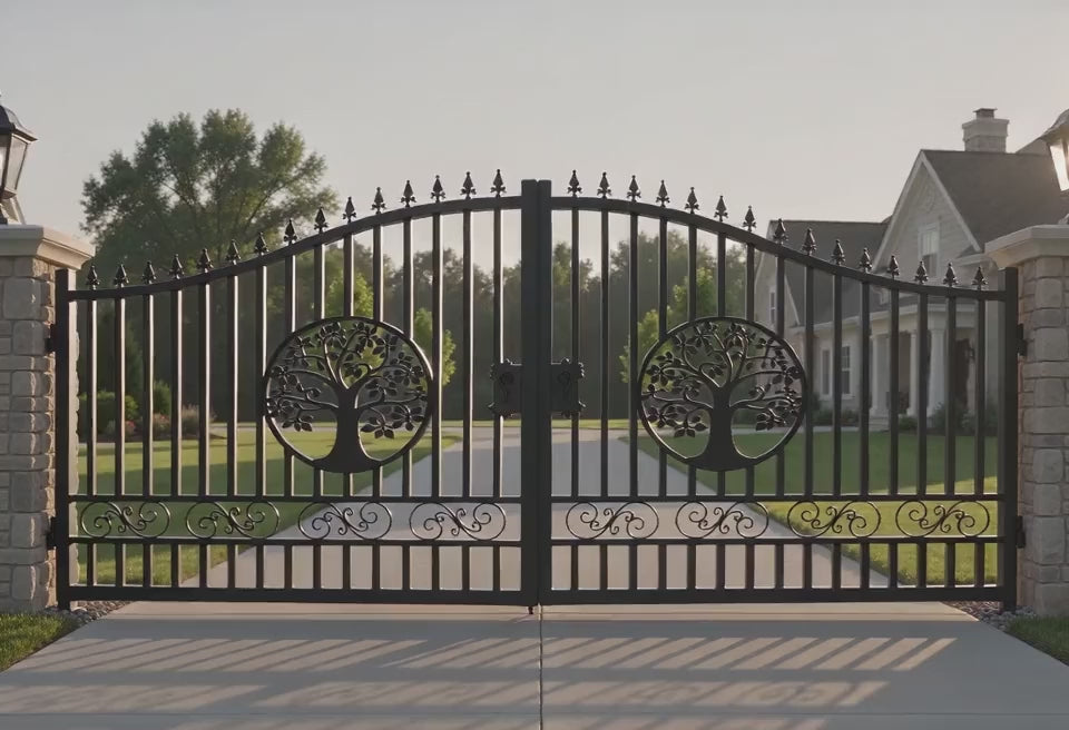 18' × 7' Heavy-Duty Tree Pattern Driveway Gate