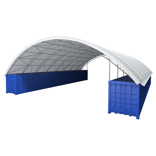 Reinforced 60'x80'x15' Double Truss Container Canopy Shelter