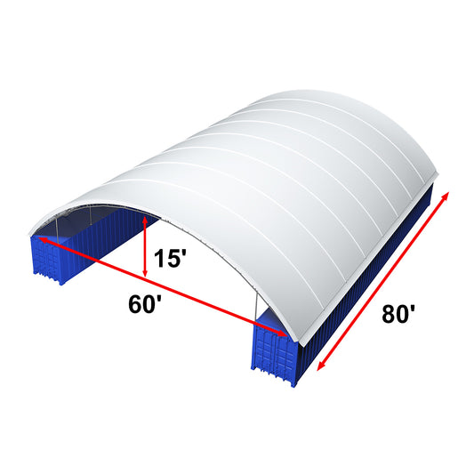 Reinforced 60'x80'x15' Double Truss Container Canopy Shelter