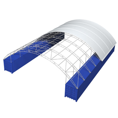 Reinforced 60'x80'x15' Double Truss Container Canopy Shelter