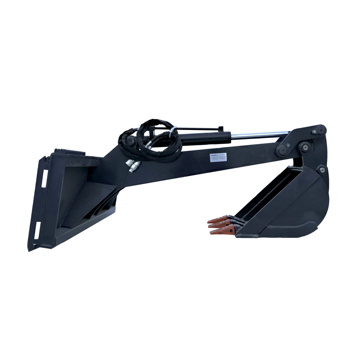 Black excavator arm on a white background