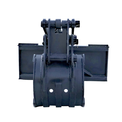 Black mechanical component on a white background