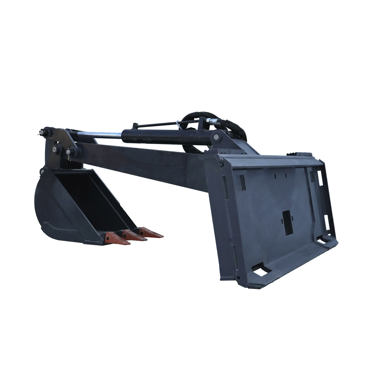 Black excavator bucket on a white background