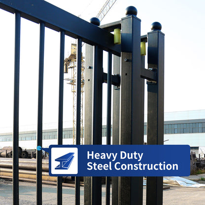 The 30ft sliding farm gate features heavy duty steel construction