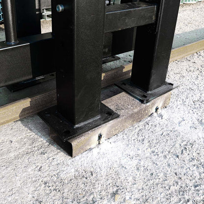 Post footplate of 30ft sliding farm gate 