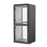 Black outdoor wall-mounted cabinet with glass doors on a white background#color_Black