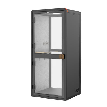 Black outdoor wall-mounted cabinet with glass doors on a white background#color_Black