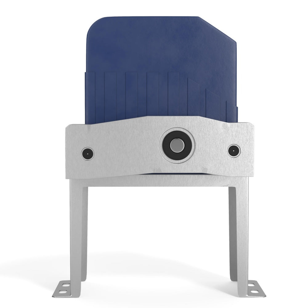 Chair with a blue backrest and gray seat on a white background