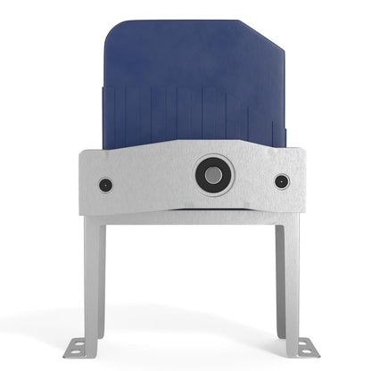 Chair with a blue backrest and gray seat on a white background
