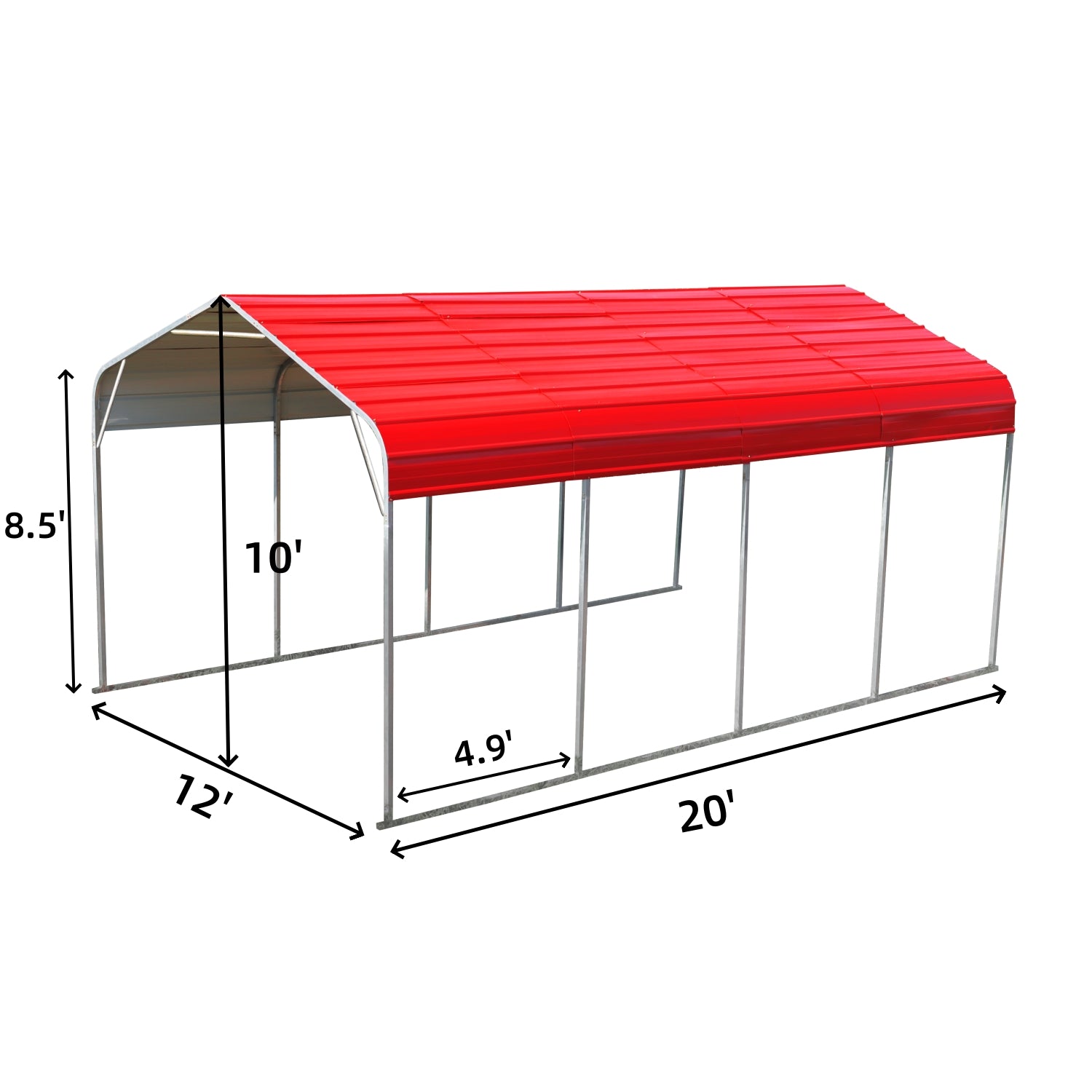Classic Steel Carport W12' x L20' Dimension