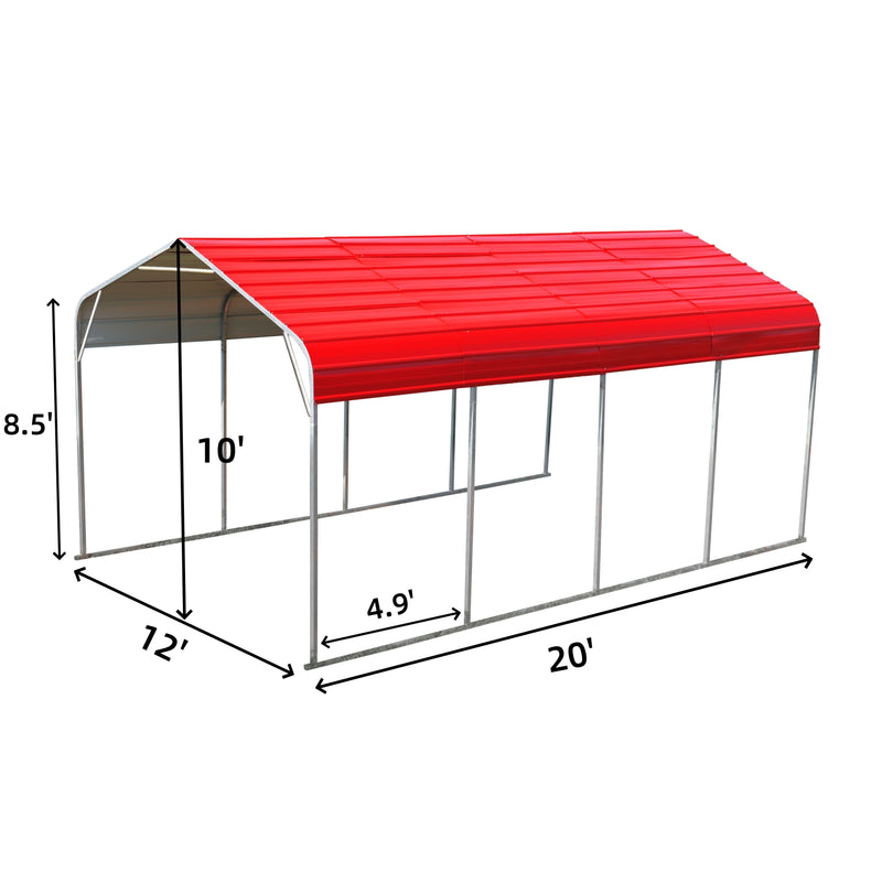Classic Steel Carport W12' x L20' Dimension
