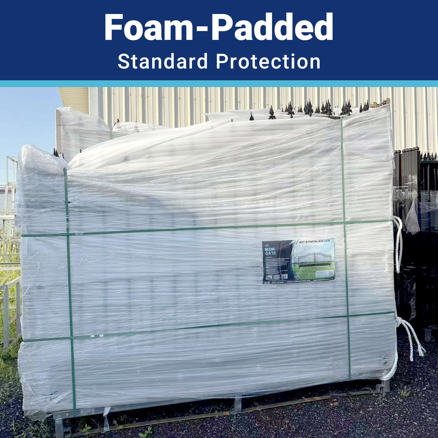 Steel Dual Swing Driveway Gate Packaging Image Foam Padded