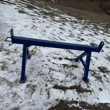 Blue 6.7ft Steel Sawhorse on a snowy ground
