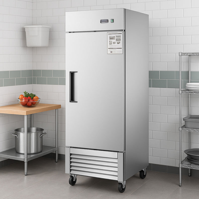 27"W Single Solid Door Reach-In Refrigerator 19 cu. ft. Commercial Refrigerator Scene