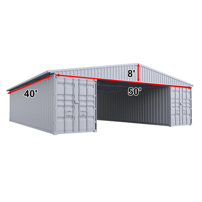 Steel Shipping Container Roof Kit 40 feet by 40 feet by 6 feet height.